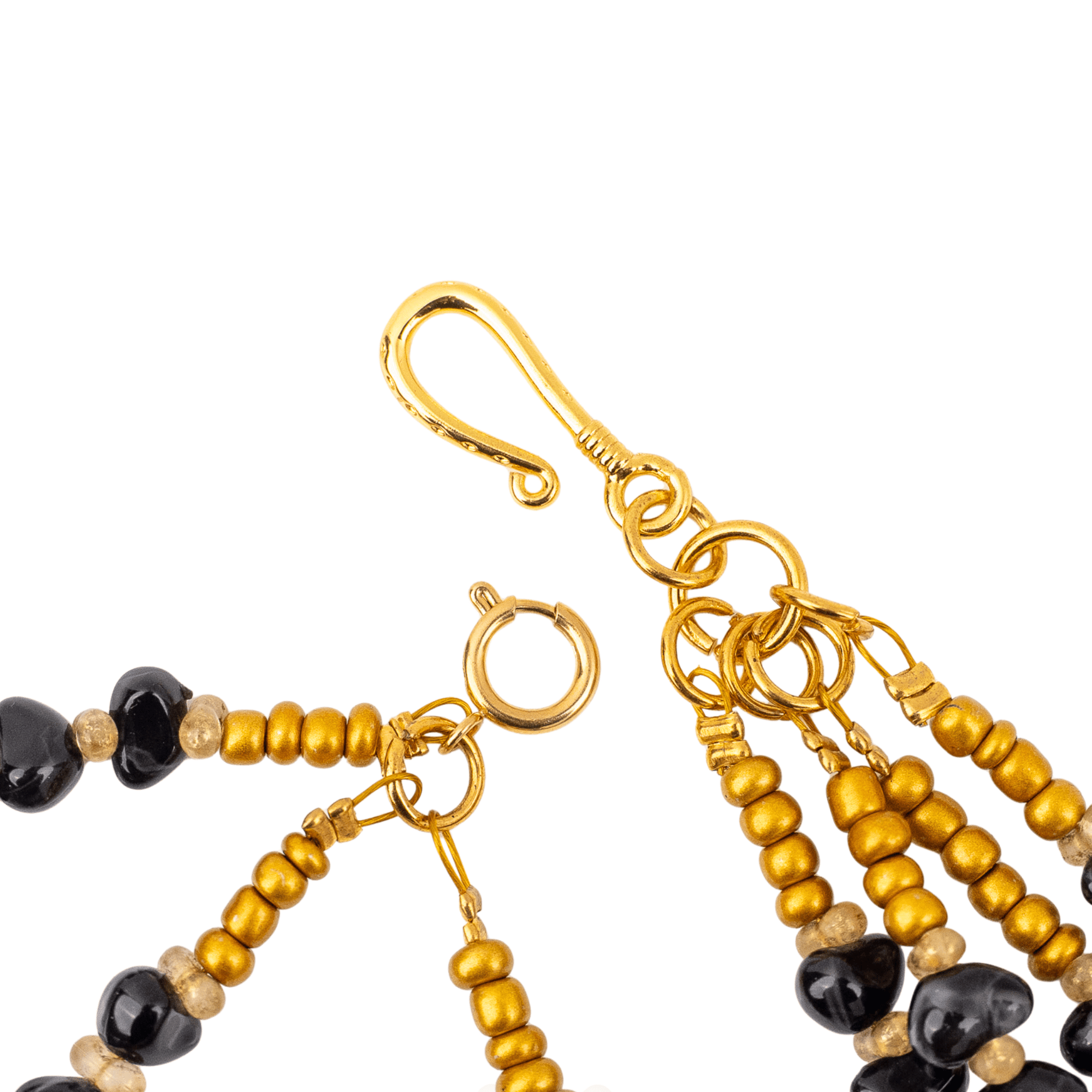 Caliope 2 - in - 1 Beaded Leather Necklace - Golden Onyx,Necklaces, Sassy Jones,