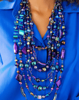 Caliope 2 - in - 1 Beaded Leather Necklace - Rainbow Iridescent,Necklaces, Sassy Jones,
