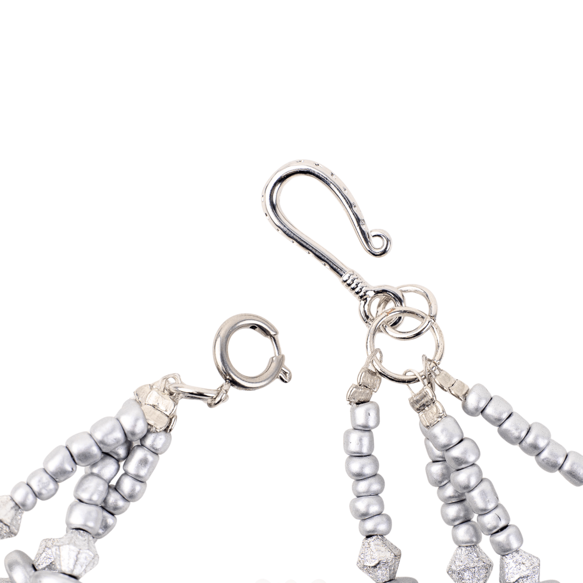 Caliope 2 - in - 1 Beaded Leather Necklace - Silver Fox,Necklaces, Sassy Jones,