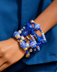 Caliope 6pc Leather Stretch Bracelet Stack - Fine China Blue,Bracelets, Sassy Jones,