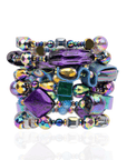 Caliope 6pc Leather Stretch Bracelet Stack - Rainbow Iridescent,Bracelets, Sassy Jones,