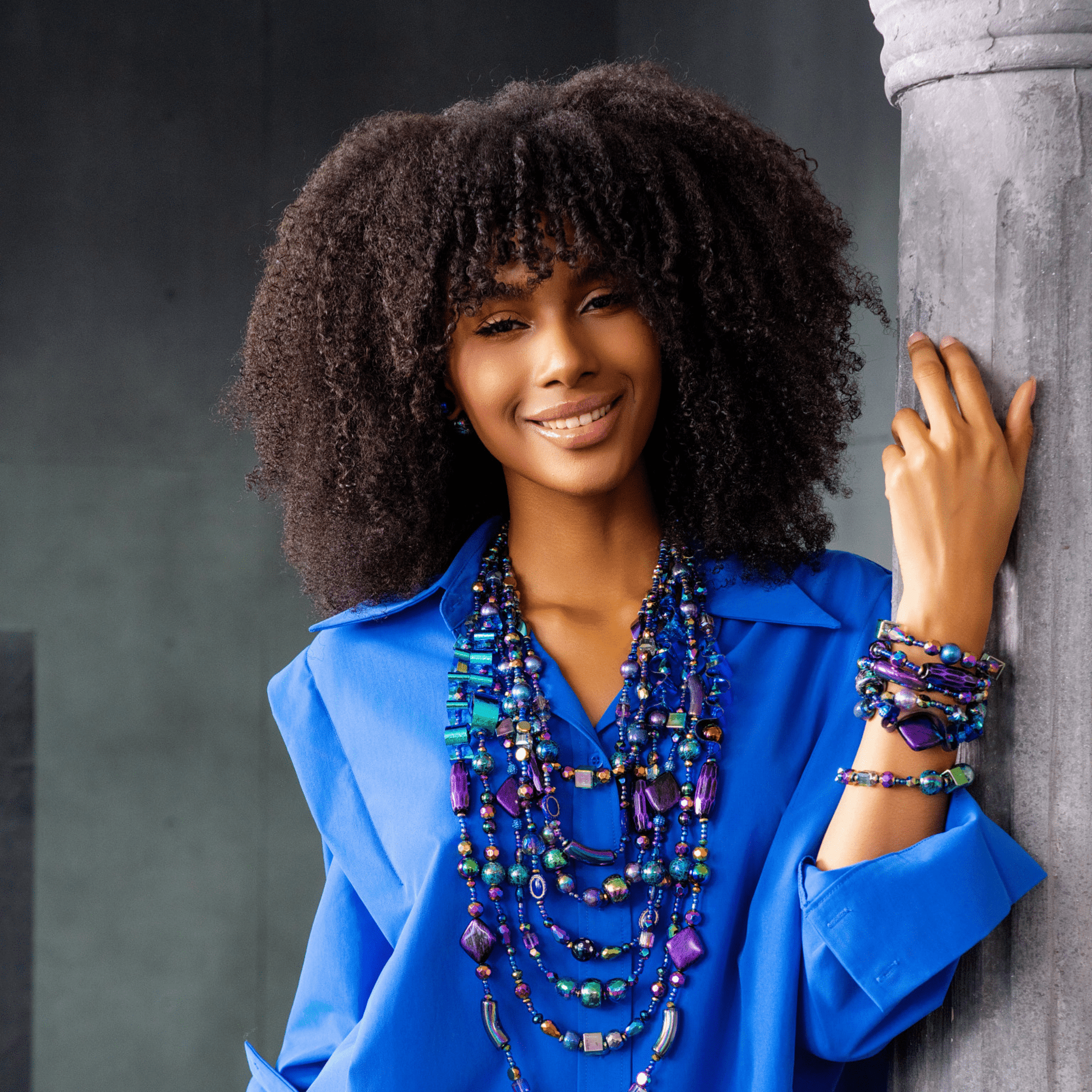 Caliope 6pc Leather Stretch Bracelet Stack - Rainbow Iridescent,Bracelets, Sassy Jones,