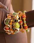 Caliope 6pc Leather Stretch Bracelet Stack - Sienna Sage,Bracelets, Sassy Jones,