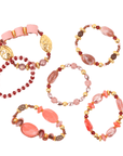 Caliope 6pc Leather Stretch Bracelet Stack - Strawberry Truffle,Bracelets, Sassy Jones,
