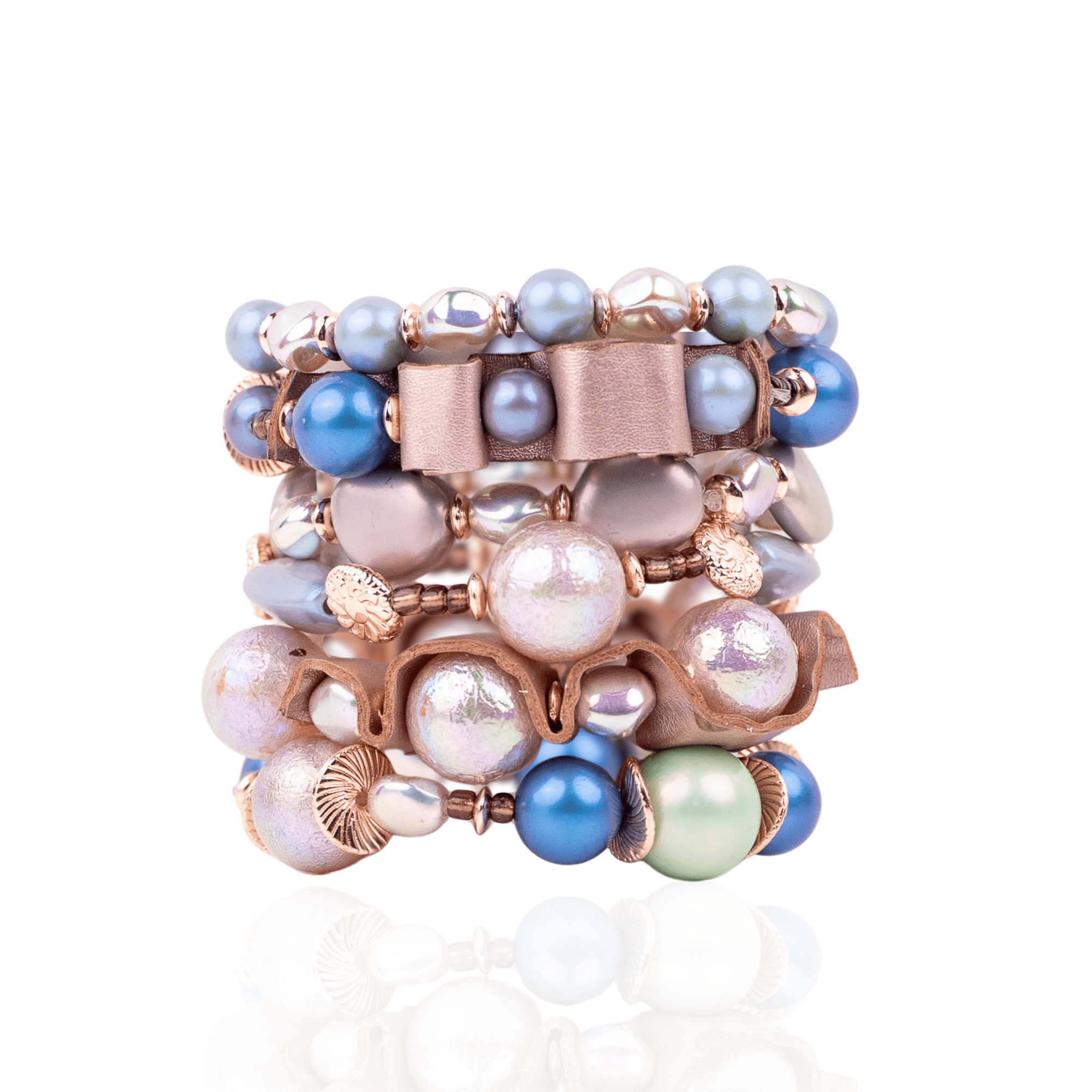 Caliope 6pc Leather Stretch Bracelet Stack - Twilight Rose,Bracelets, Sassy Jones,