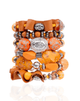 Caliope 6pc Stretch Bracelet Stack - Orange,Bracelets, Sassy Jones,