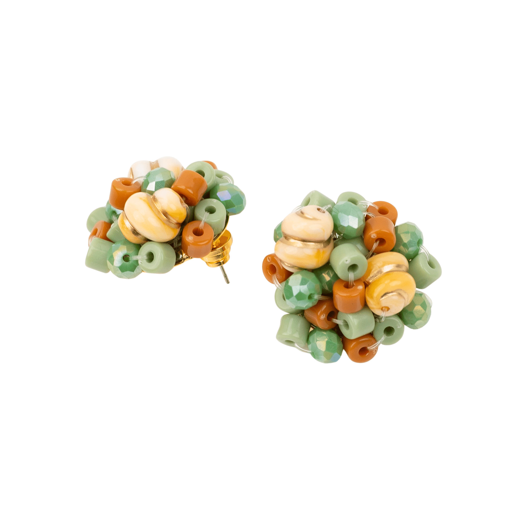 Caliope Beaded Cluster Earrings - Sienna Sage,Earrings, Sassy Jones,