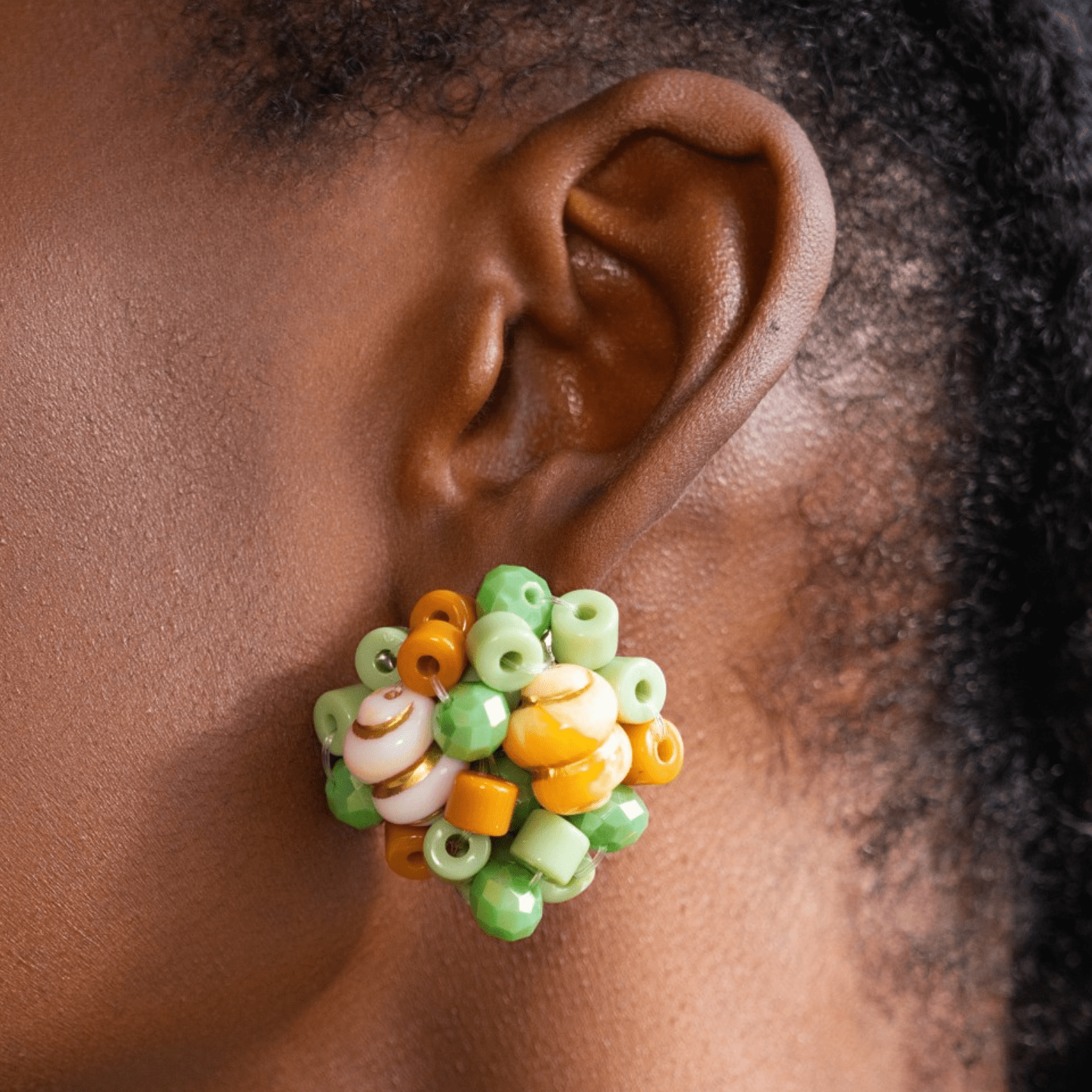 Caliope Beaded Cluster Earrings - Sienna Sage,Earrings, Sassy Jones,