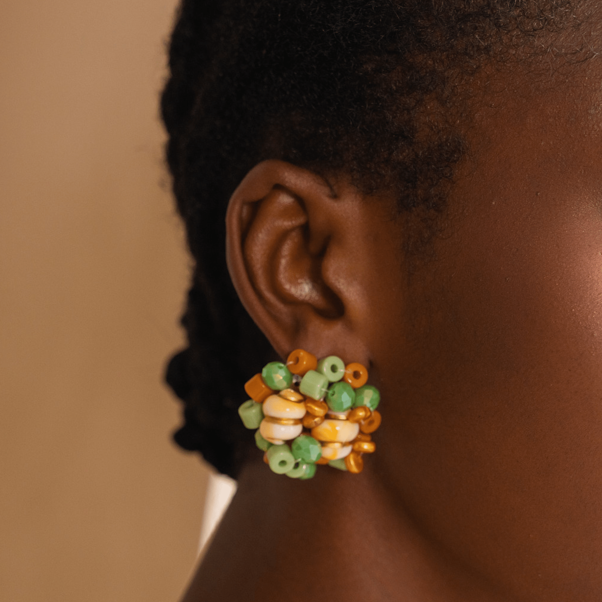 Caliope Beaded Cluster Earrings - Sienna Sage,Earrings, Sassy Jones,