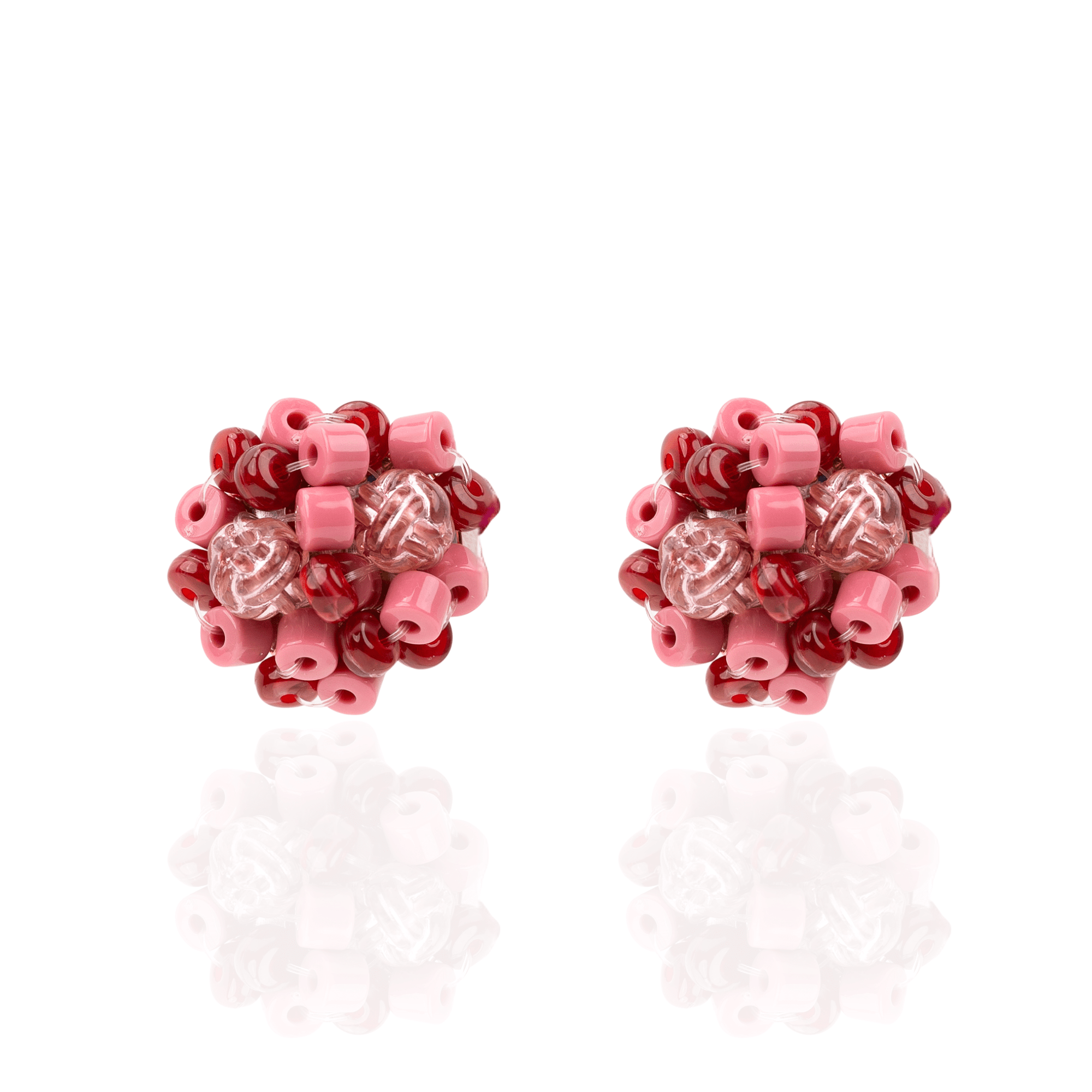 Caliope Beaded Cluster Earrings - Strawberry Truffle,Earrings, Sassy Jones,