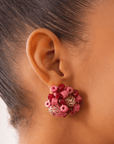 Caliope Beaded Cluster Earrings - Strawberry Truffle,Earrings, Sassy Jones,