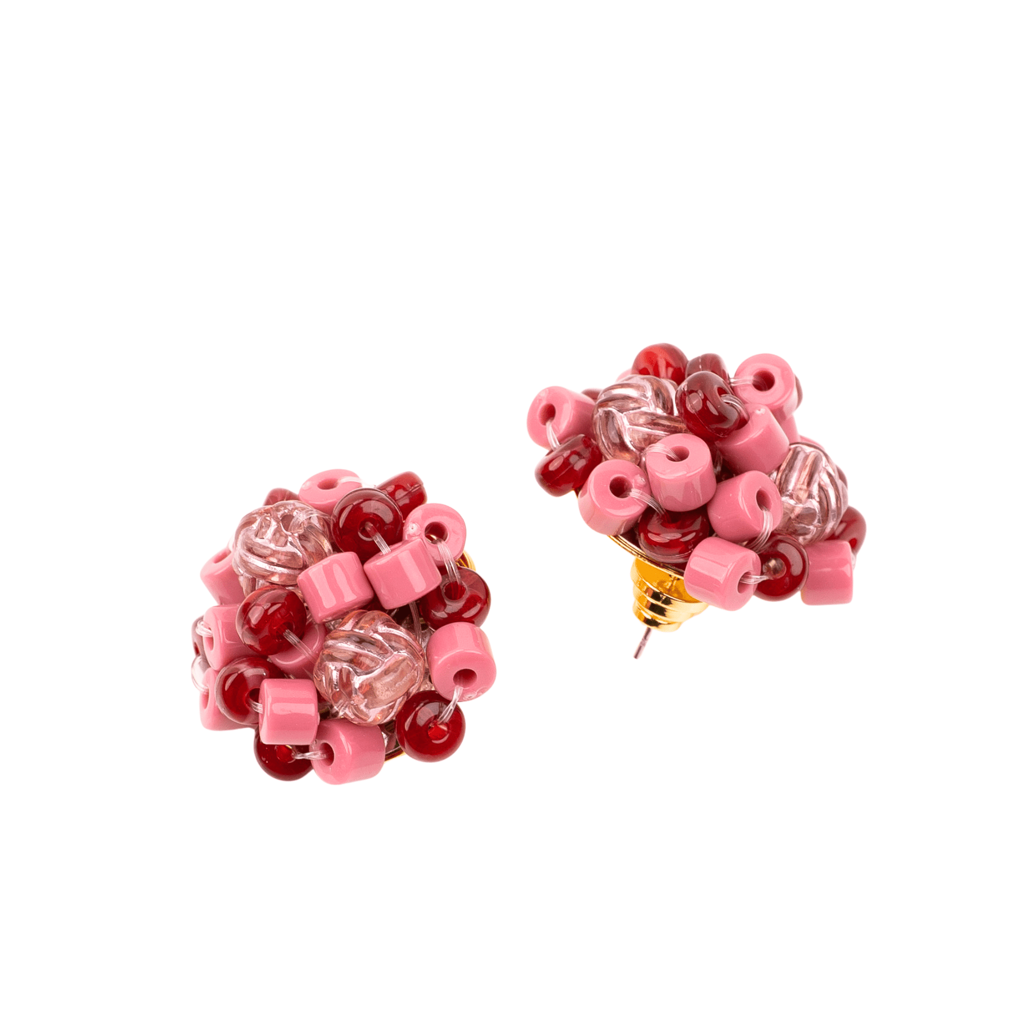 Caliope Beaded Cluster Earrings - Strawberry Truffle,Earrings, Sassy Jones,