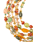 Caliope Beaded Leather Collar Chain - Sienna Sage,Necklaces, Sassy Jones,