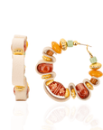 Caliope Beaded Leather Hoops - Sienna Sage,Earrings, Sassy Jones,
