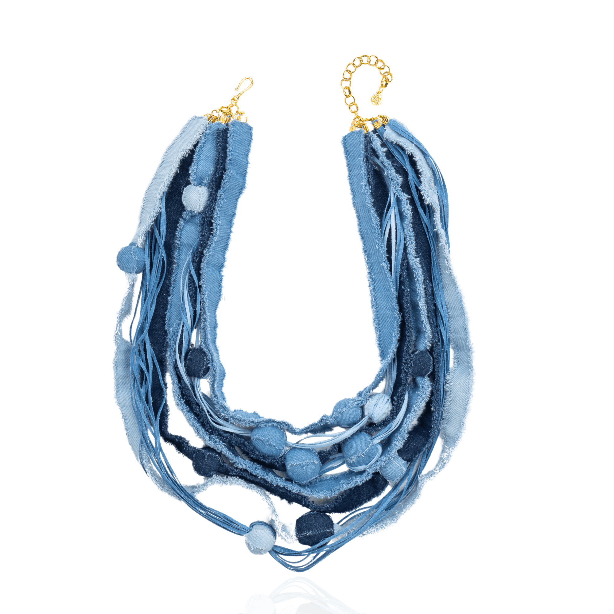 Caliope Cascading Chain - Denim Shred,Necklaces, Sassy Jones,