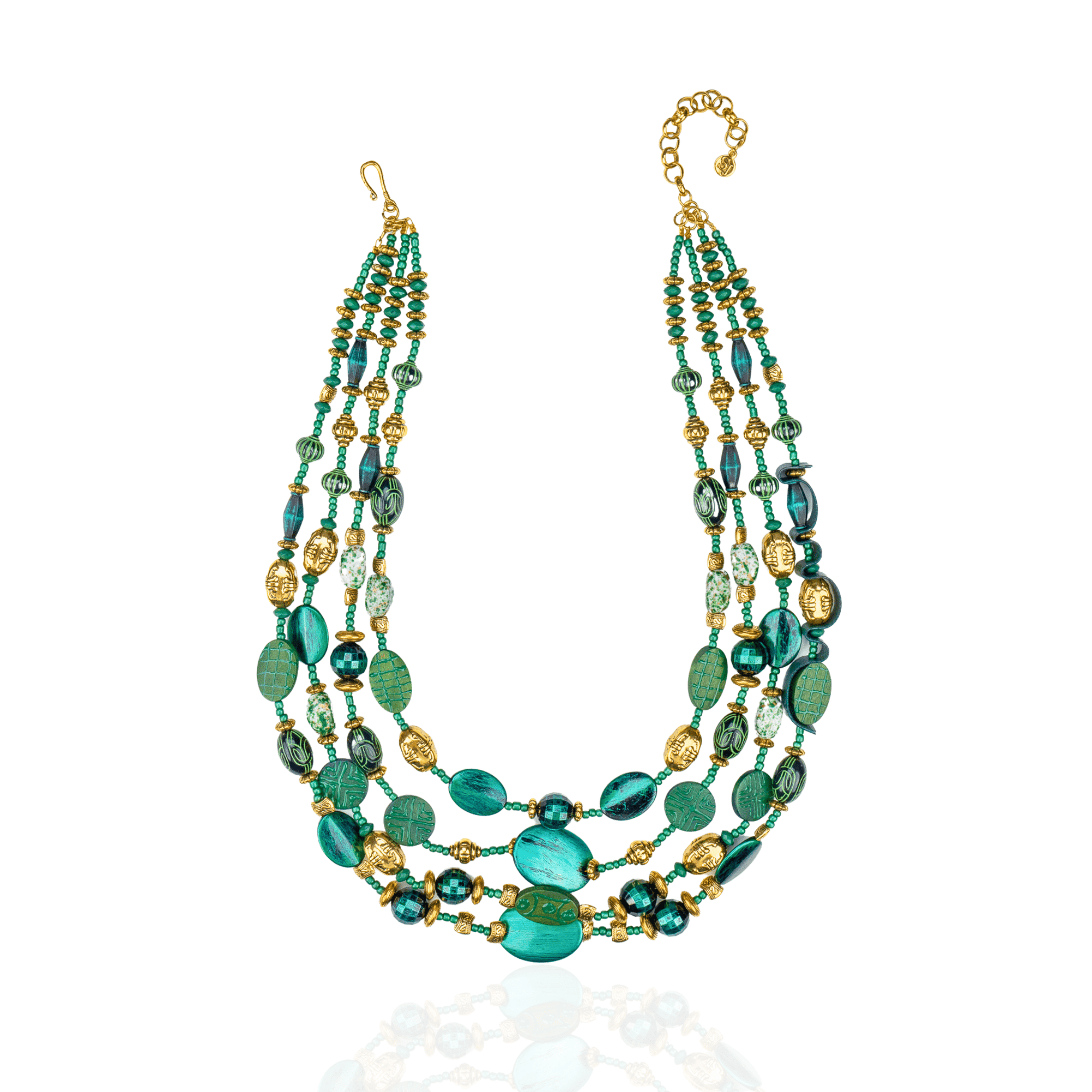 Caliope Cascading Chain - Green,Necklaces, Sassy Jones,