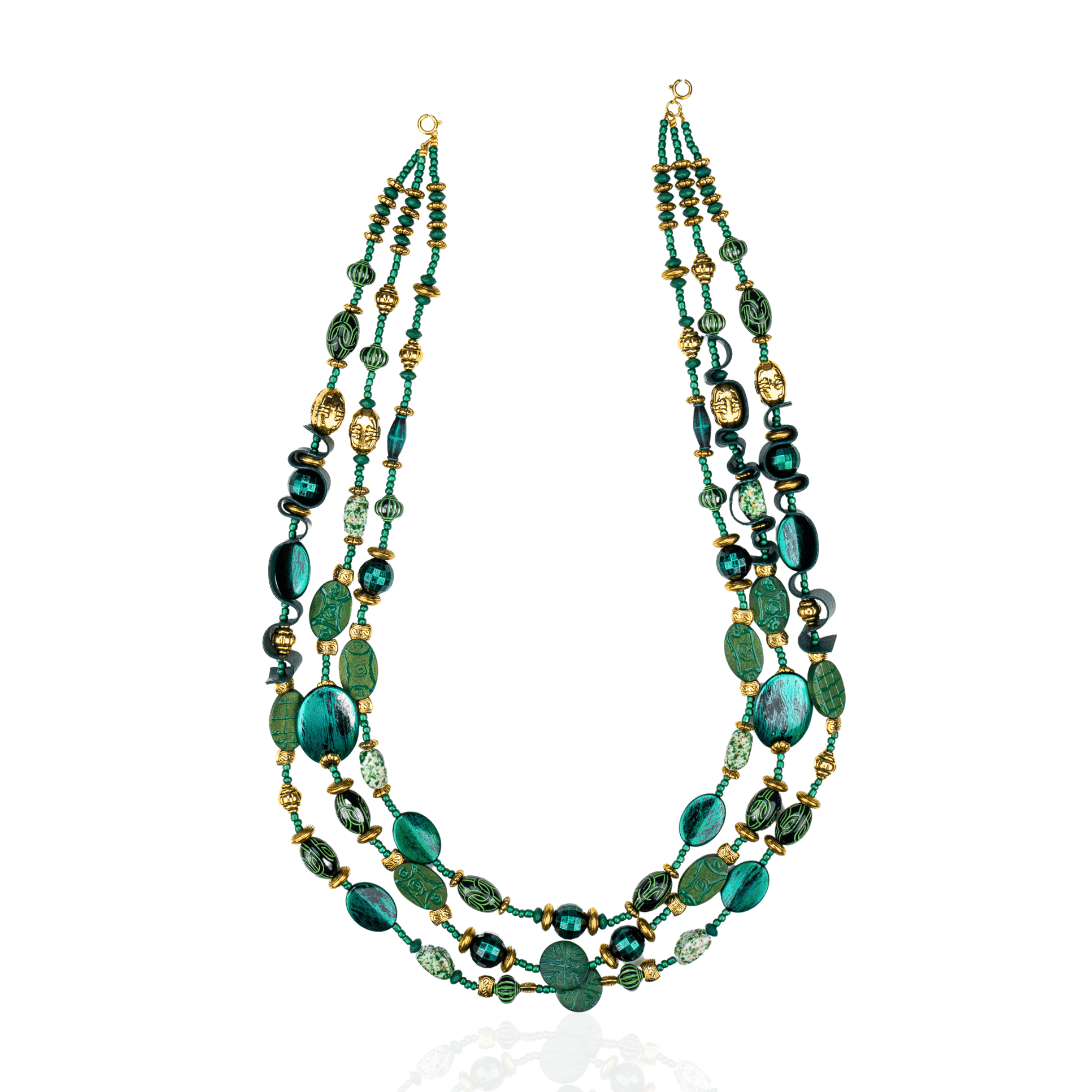 Caliope Cascading Chain - Green,Necklaces, Sassy Jones,