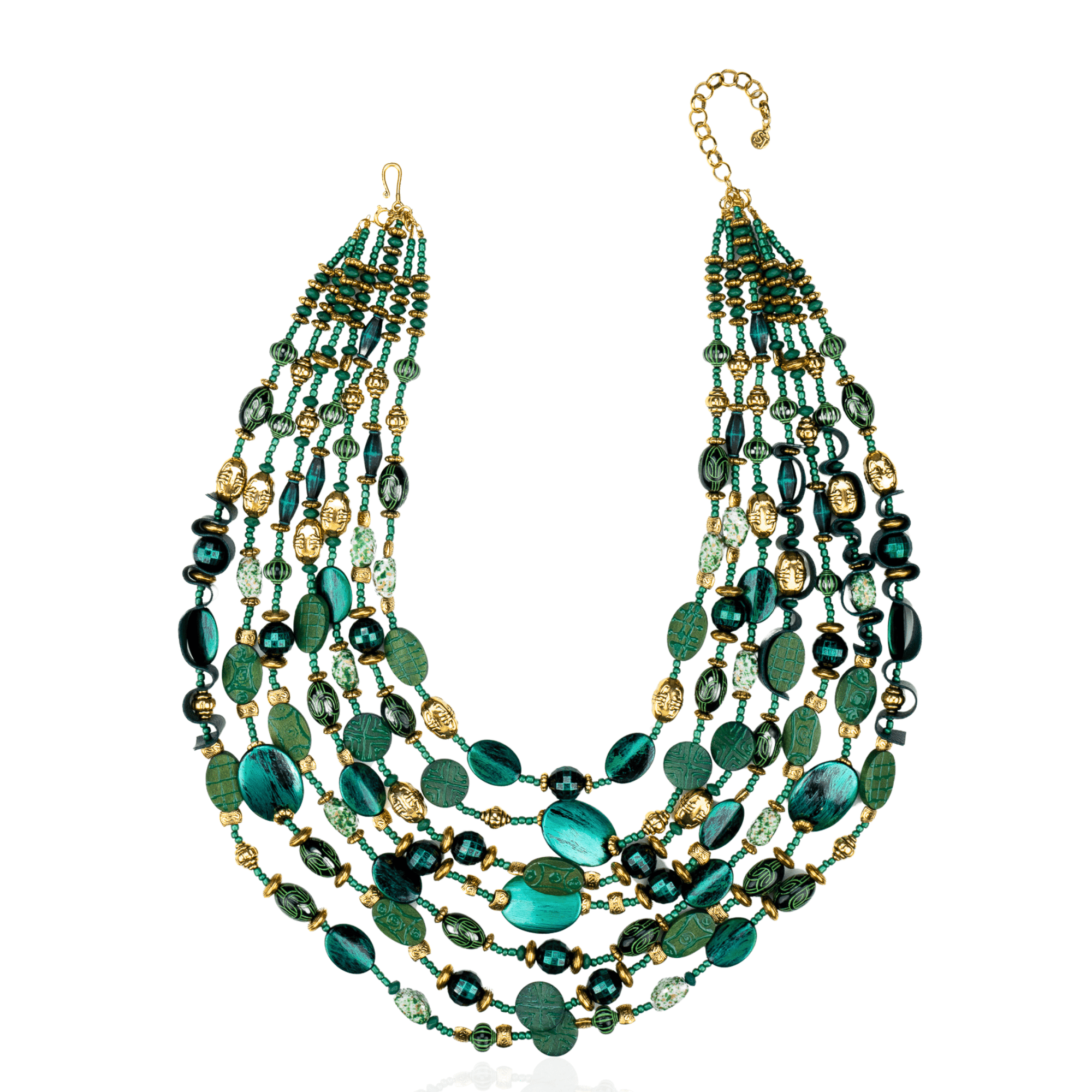 Caliope Cascading Chain - Green,Necklaces, Sassy Jones,