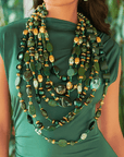 Caliope Cascading Chain - Green,Necklaces, Sassy Jones,