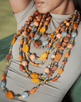 Caliope Cascading Chain - Orange,Necklaces, Sassy Jones,