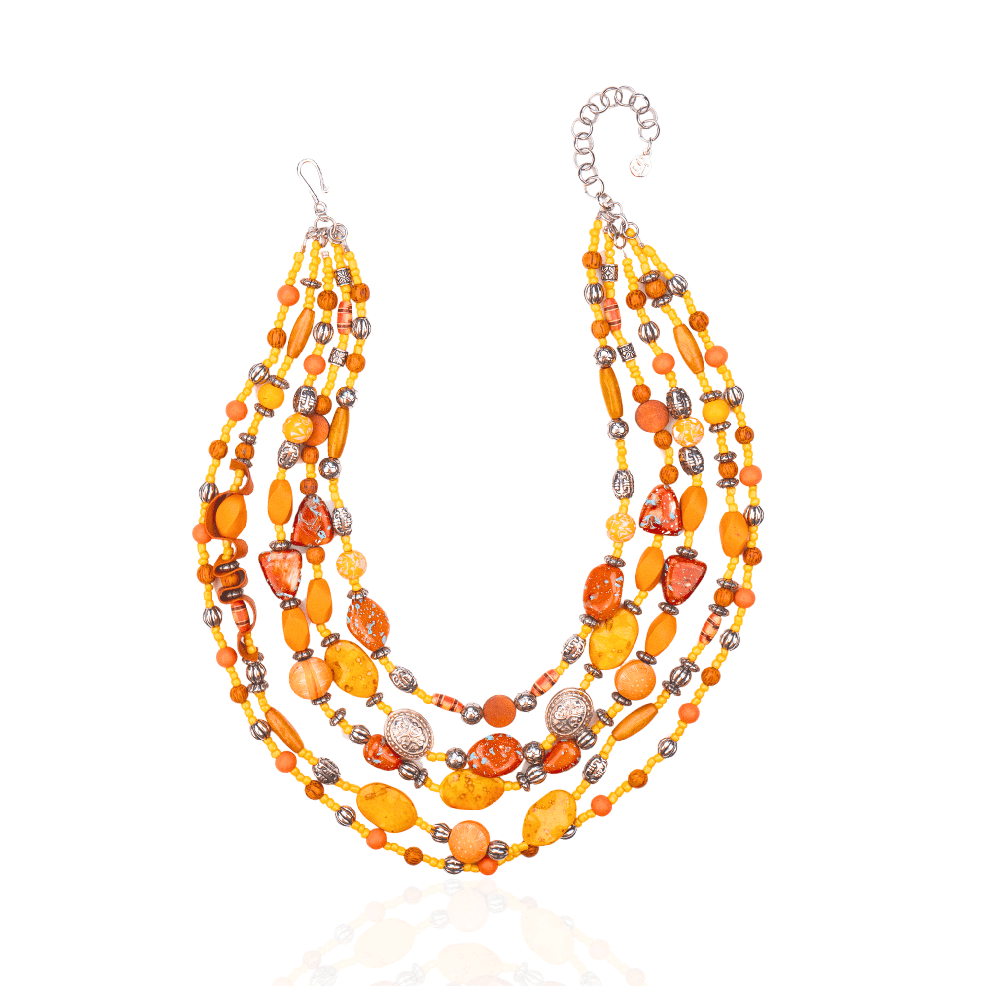 Caliope Cascading Chain - Orange,Necklaces, Sassy Jones,