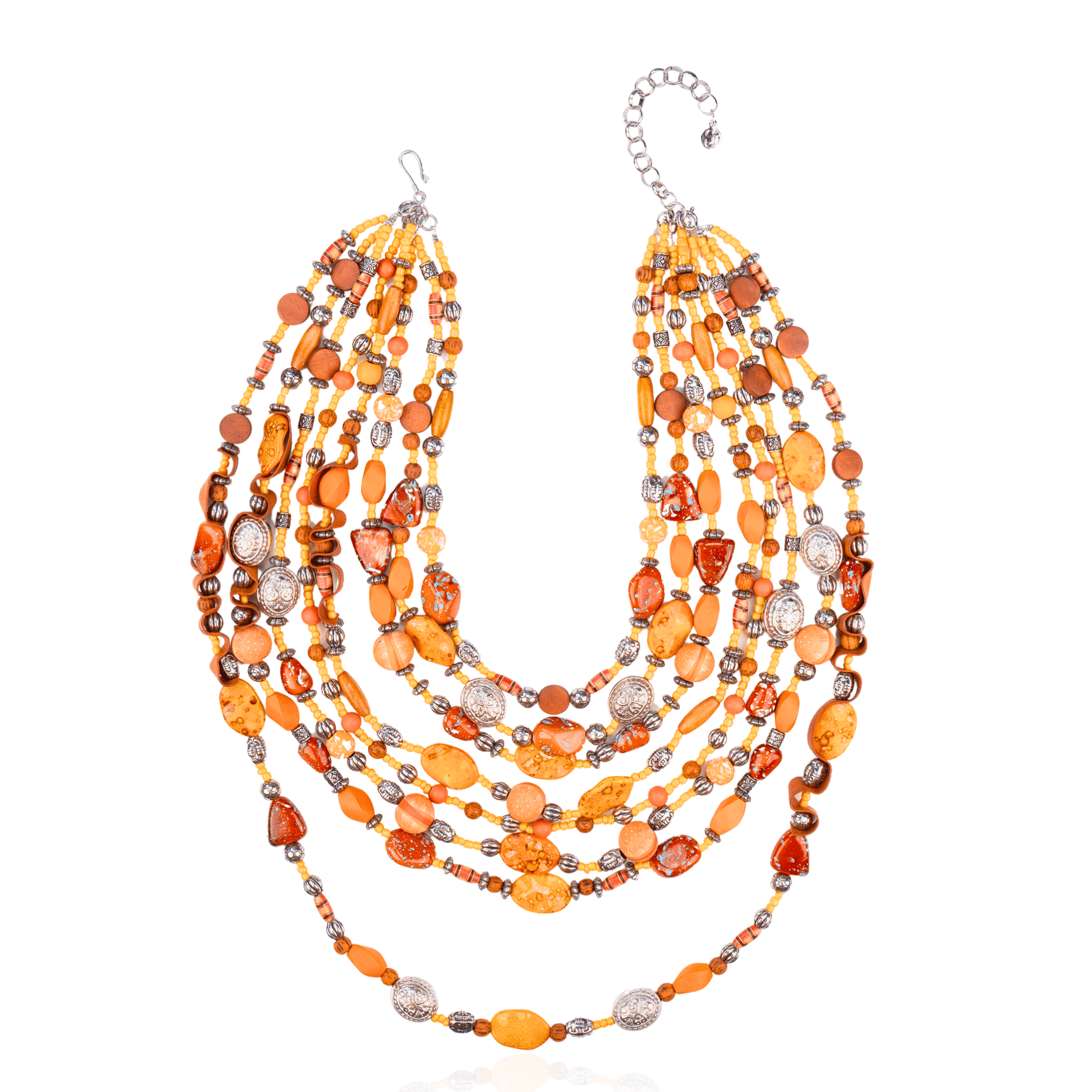 Caliope Cascading Chain - Orange,Necklaces, Sassy Jones,