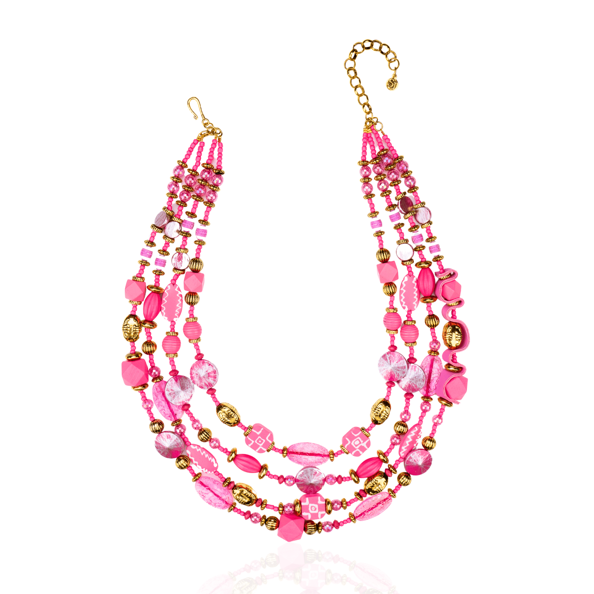 Caliope Cascading Chain - Pink,Necklaces, Sassy Jones,