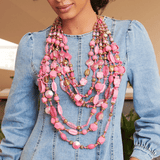 Caliope Cascading Chain - Pink,Necklaces, Sassy Jones,