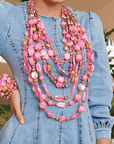 Caliope Cascading Chain - Pink,Necklaces, Sassy Jones,