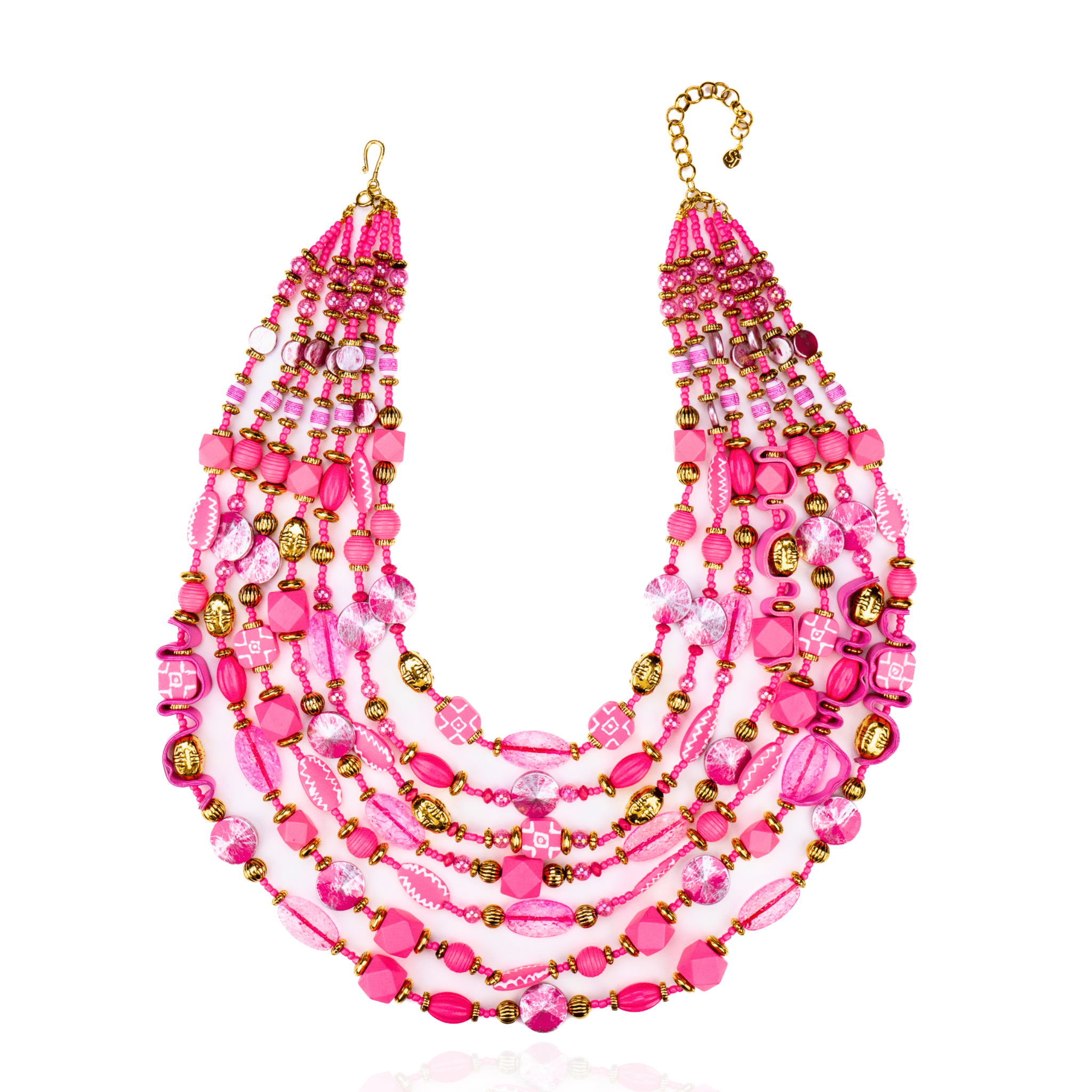 Caliope Cascading Chain - Pink,Necklaces, Sassy Jones,