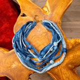 Caliope Cascading Chain (Removable Strand) - Denim Shred,Necklaces, Sassy Jones,