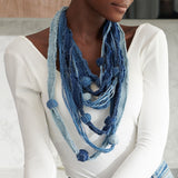 Caliope Cascading Chain (Removable Strand) - Denim Shred,Necklaces, Sassy Jones,