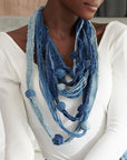 Caliope Cascading Chain (Removable Strand) - Denim Shred,Necklaces, Sassy Jones,