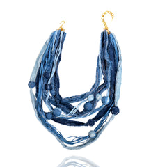 Caliope Cascading Chain (Removable Strand) - Denim Shred,Necklaces, Sassy Jones,