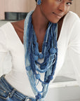 Caliope Cascading Chain (Removable Strand) - Denim Shred,Necklaces, Sassy Jones,