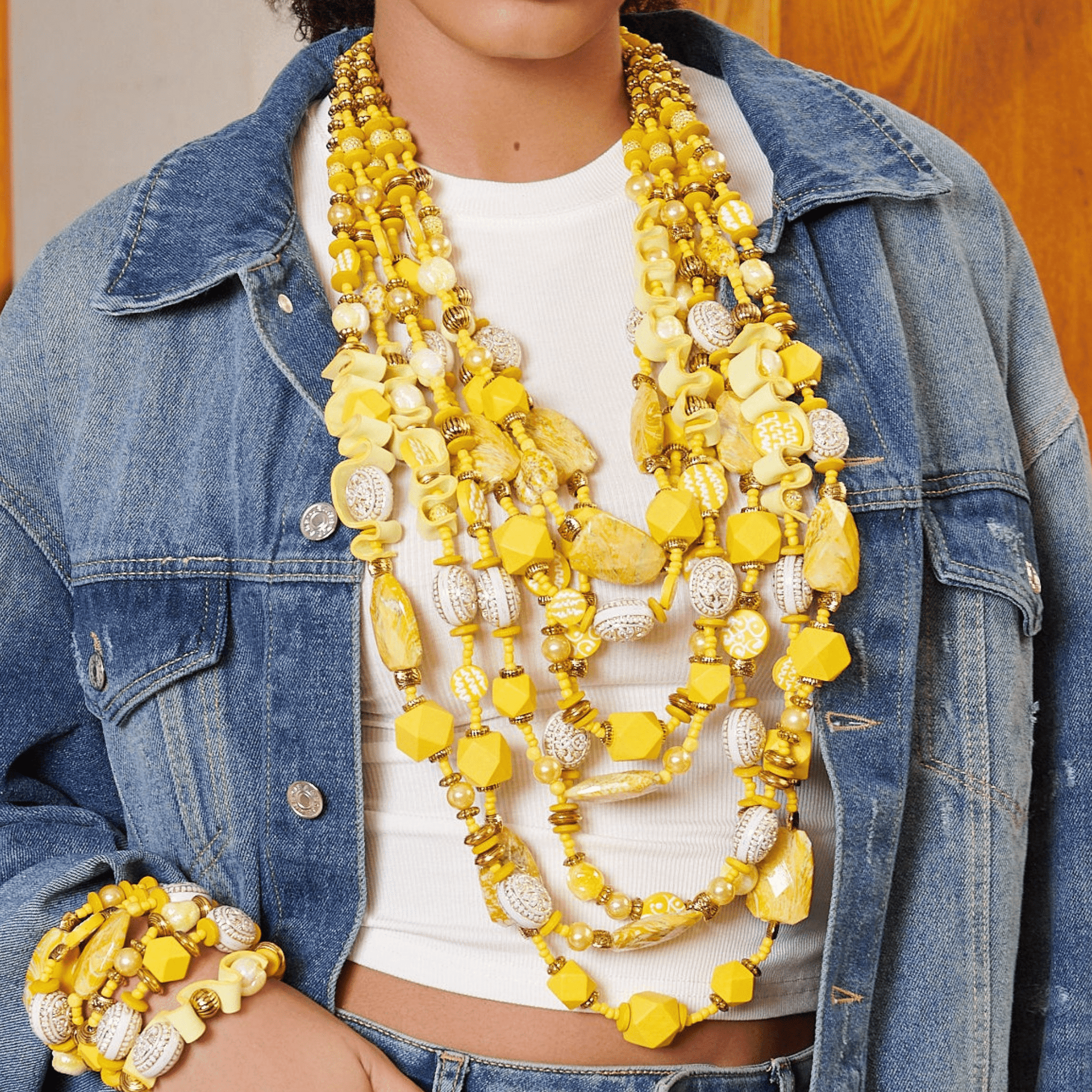 Caliope Cascading Chain - Yellow,Necklaces, Sassy Jones,