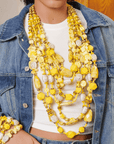 Caliope Cascading Chain - Yellow,Necklaces, Sassy Jones,