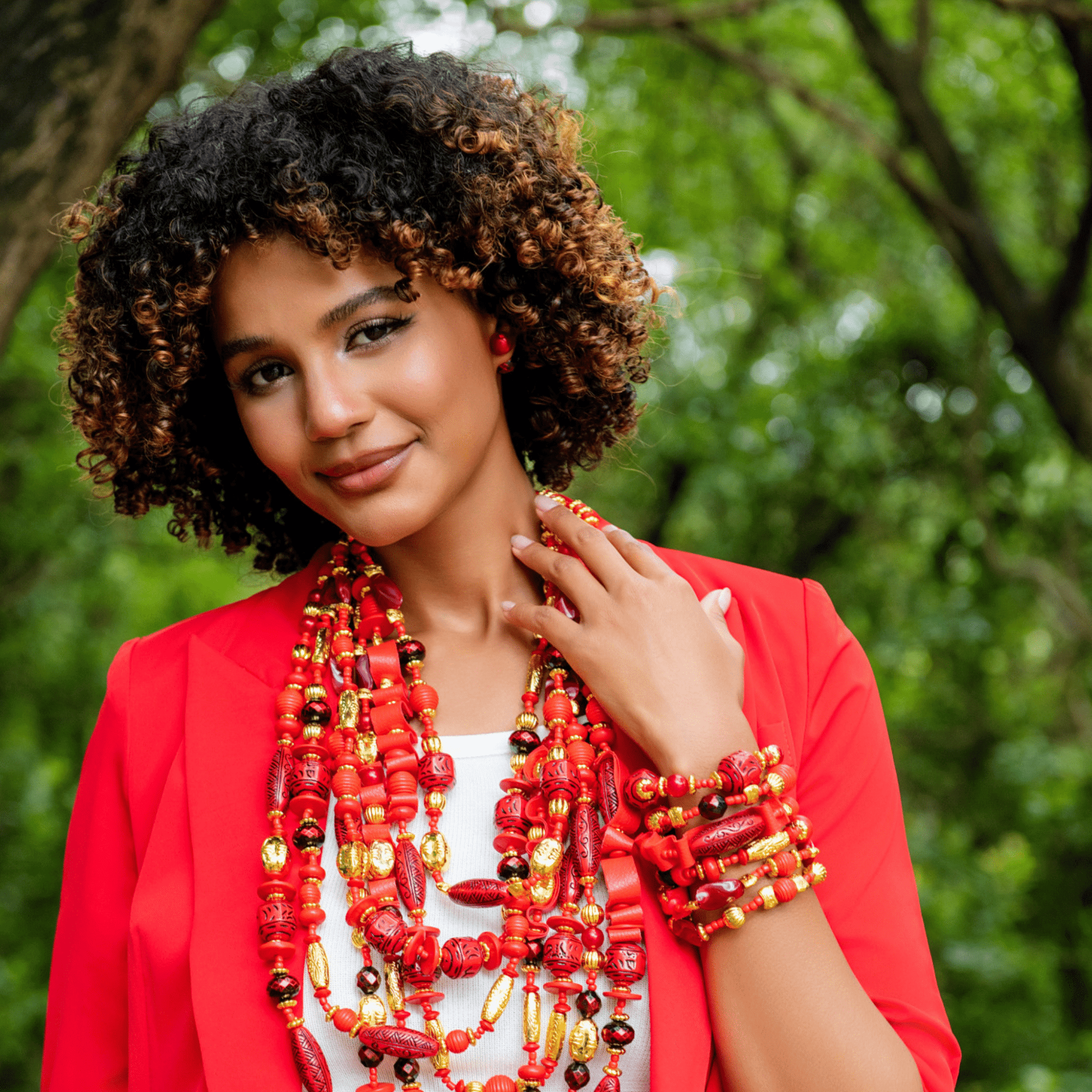 Caliope Double Studs - Crimson,Earrings, Sassy Jones,