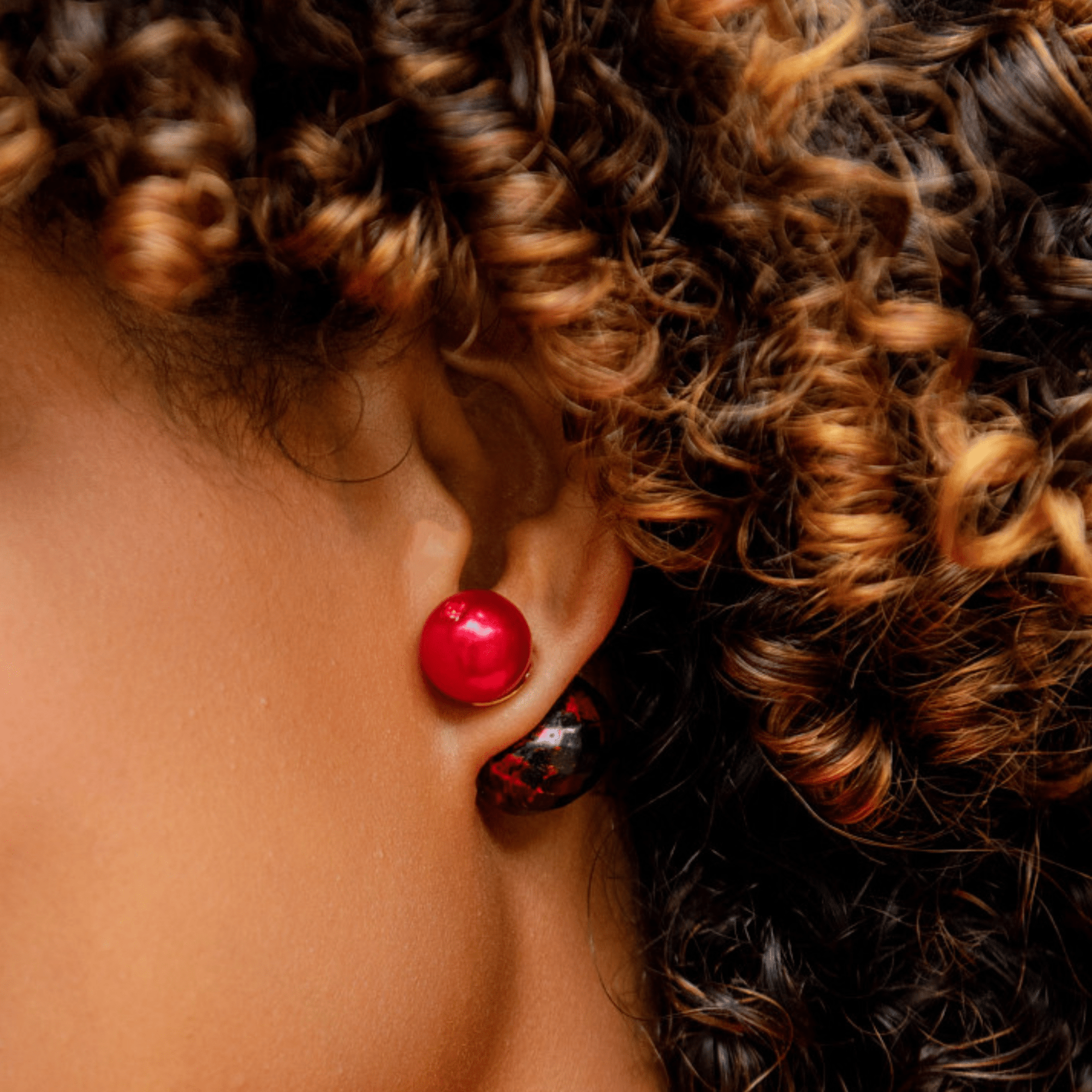 Caliope Double Studs - Crimson,Earrings, Sassy Jones,