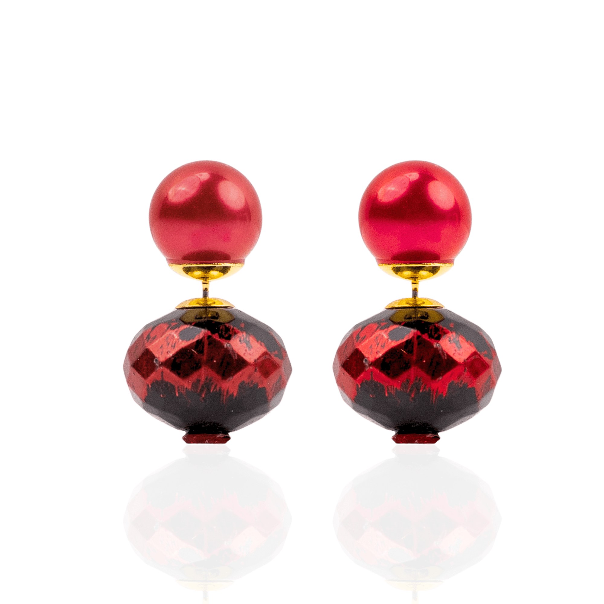 Caliope Double Studs - Crimson,Earrings, Sassy Jones,
