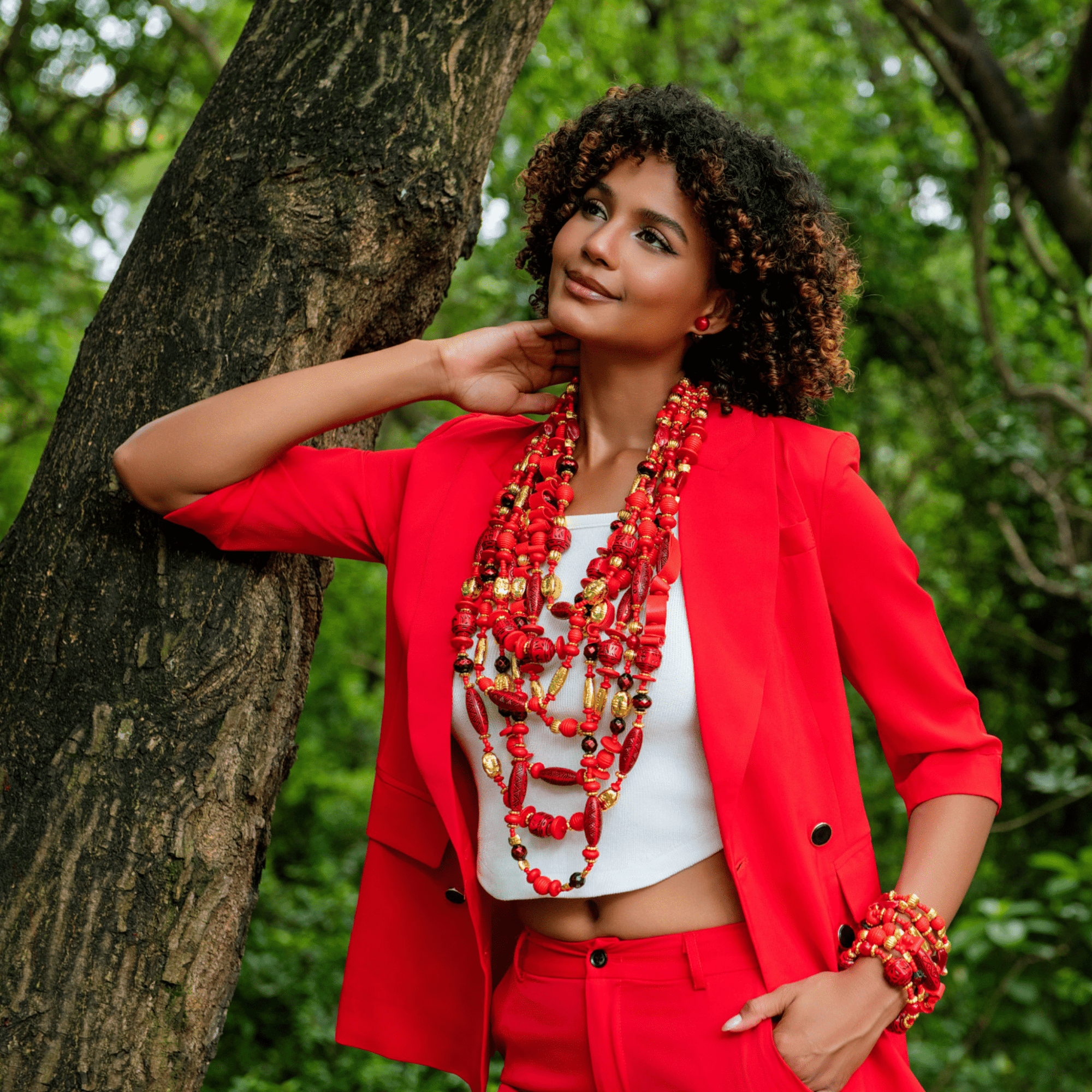 Caliope Double Studs - Crimson,Earrings, Sassy Jones,