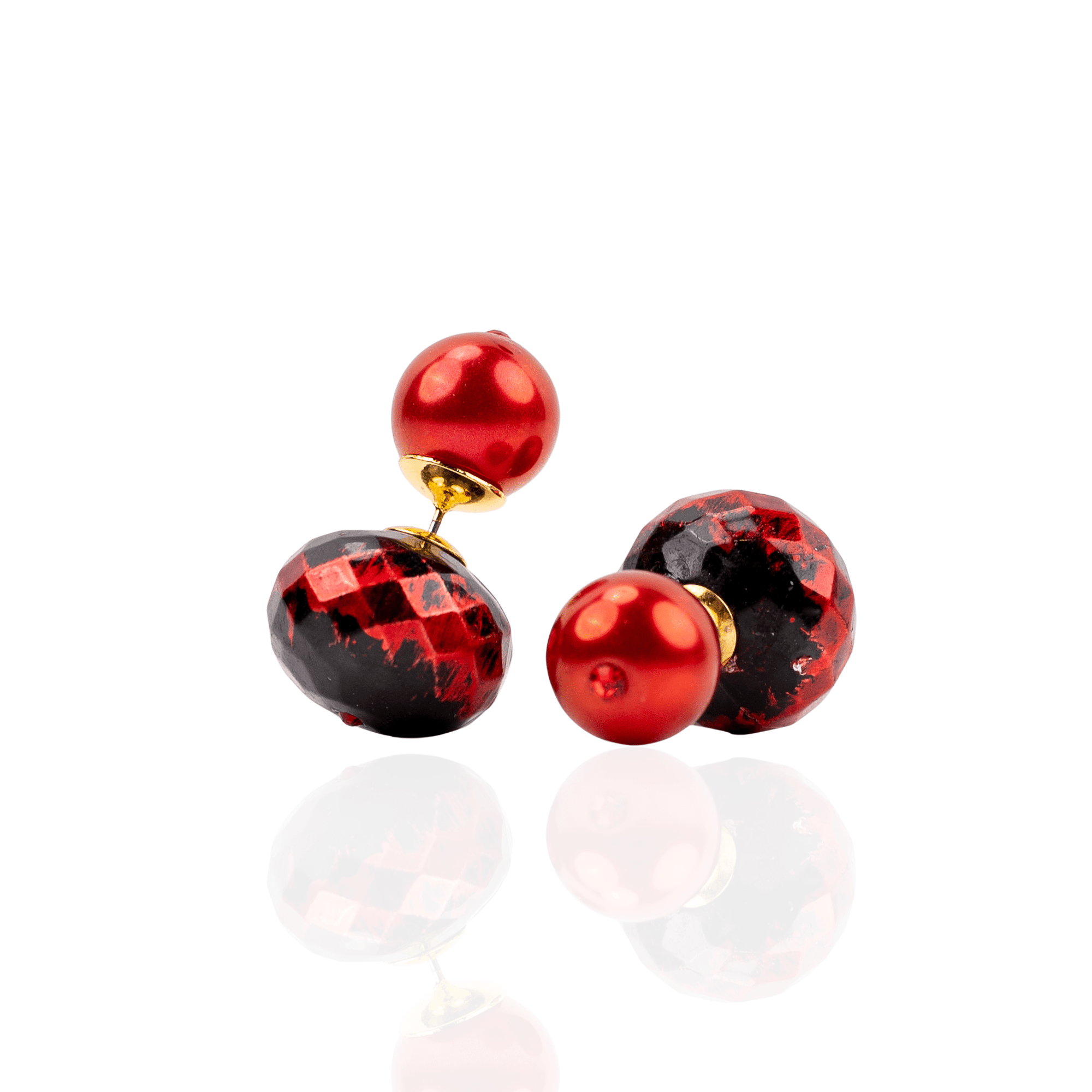 Caliope Double Studs - Crimson,Earrings, Sassy Jones,