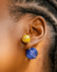 Caliope Double Studs - Fine China Blue,Earrings, Sassy Jones,