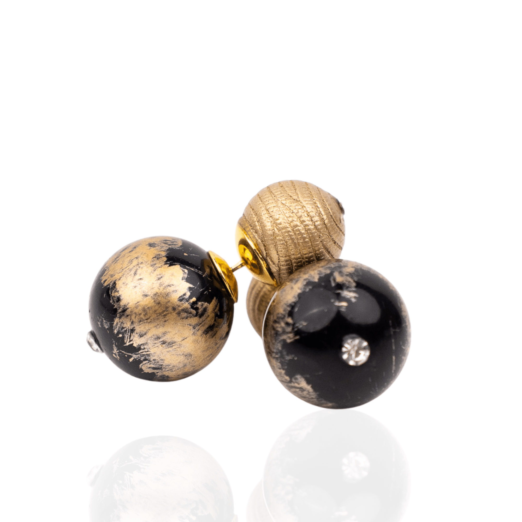 Caliope Double Studs - Golden Onyx,Earrings, Sassy Jones,