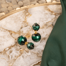Caliope Double Studs - Green,Earrings, Sassy Jones,