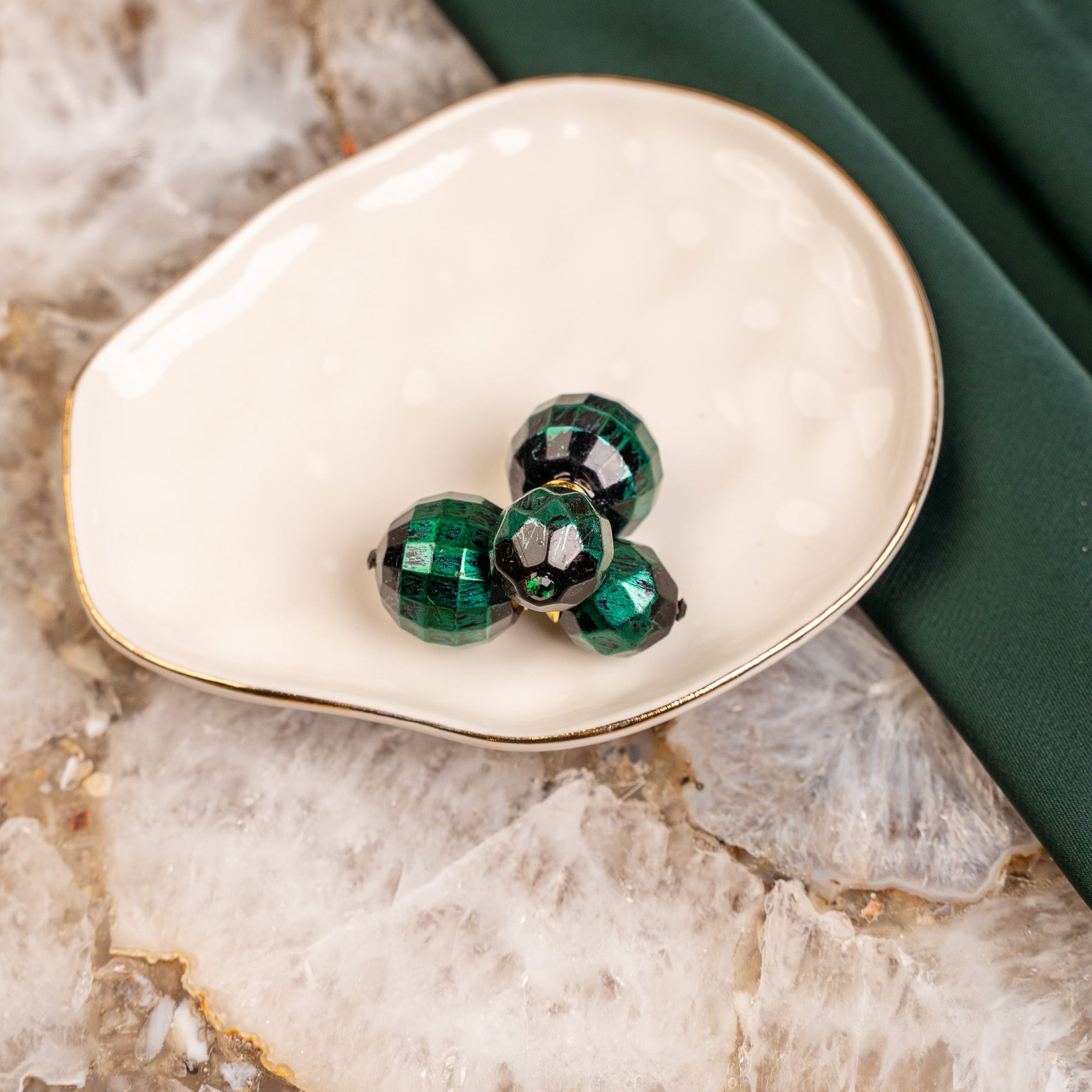 Caliope Double Studs - Green,Earrings, Sassy Jones,