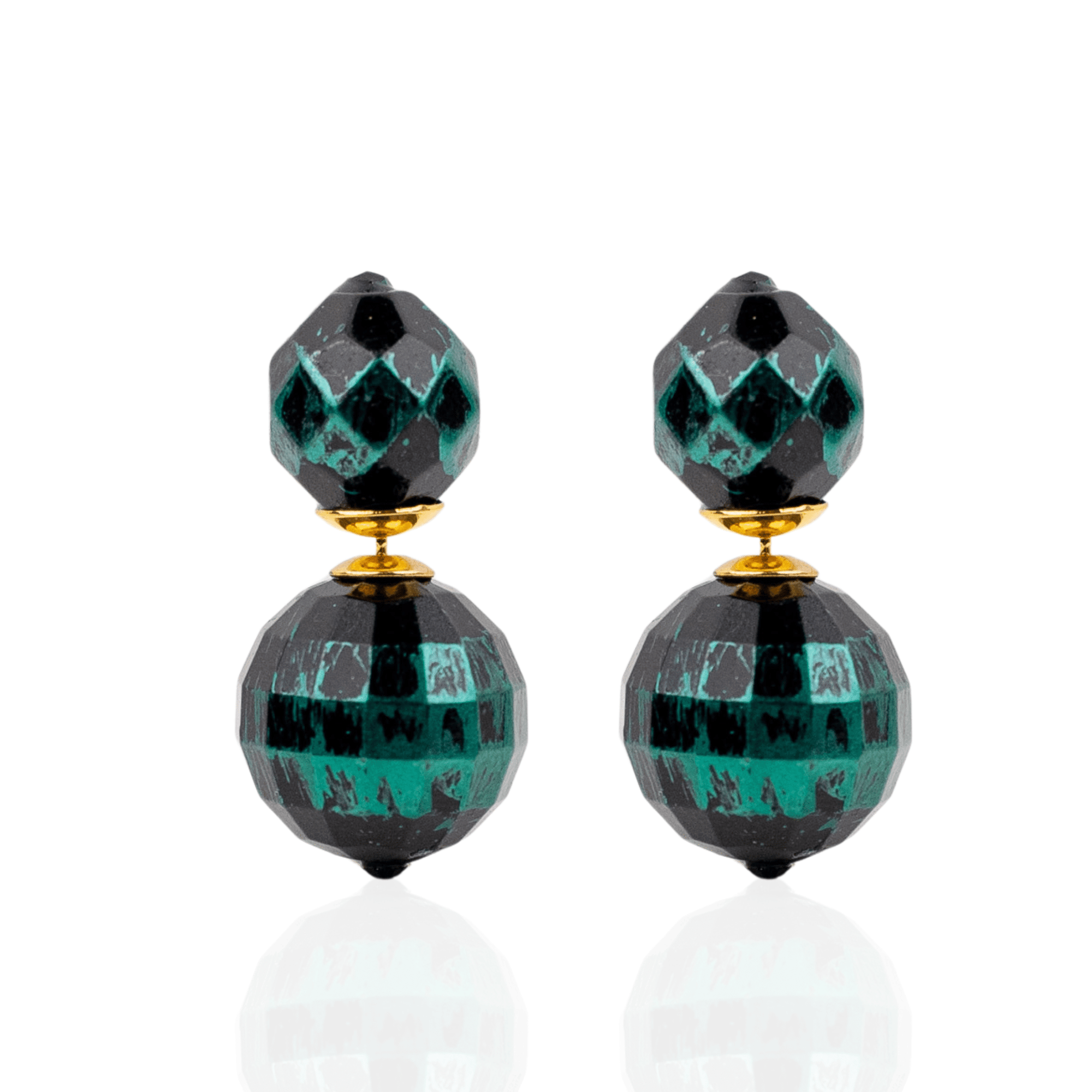 Caliope Double Studs - Green,Earrings, Sassy Jones,