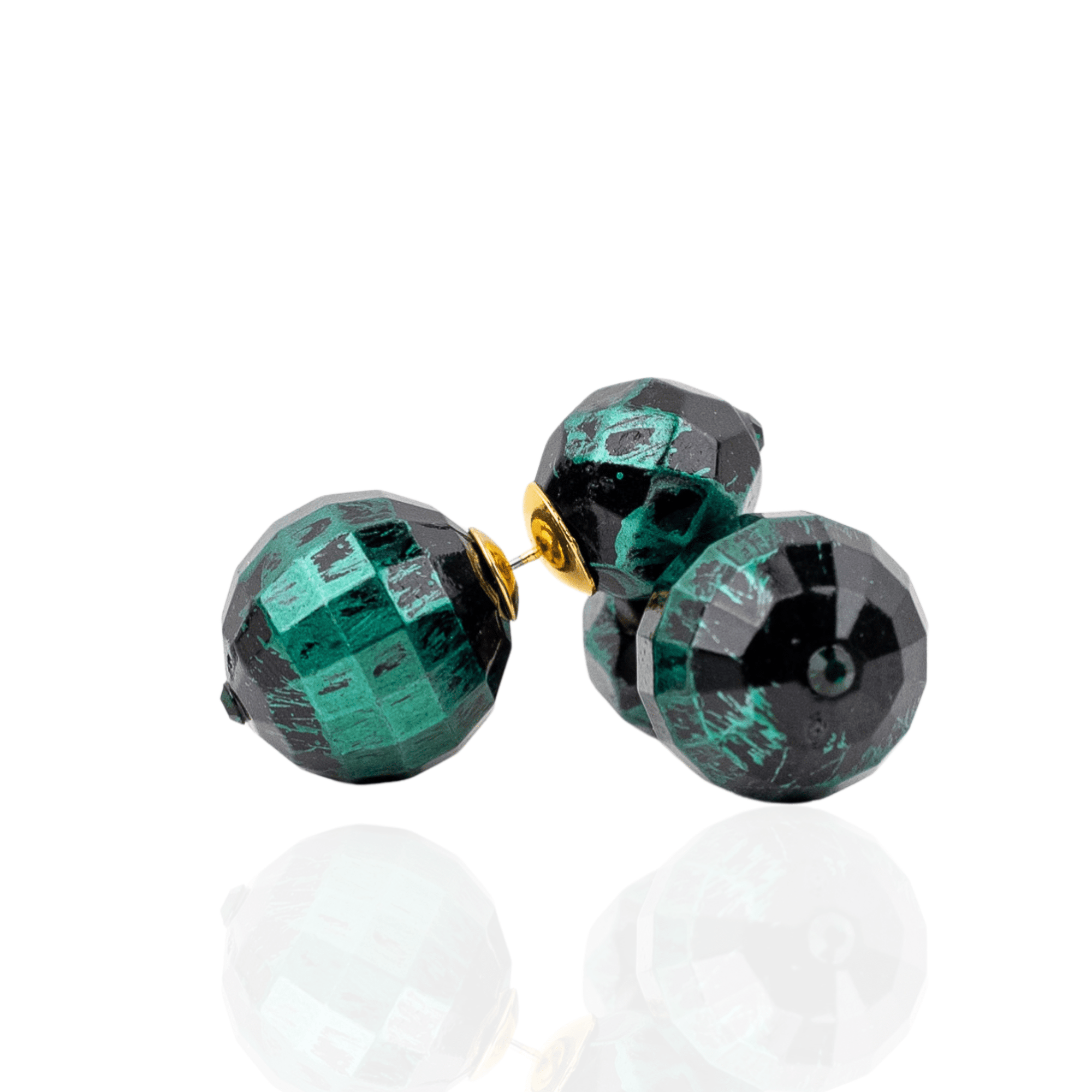 Caliope Double Studs - Green,Earrings, Sassy Jones,