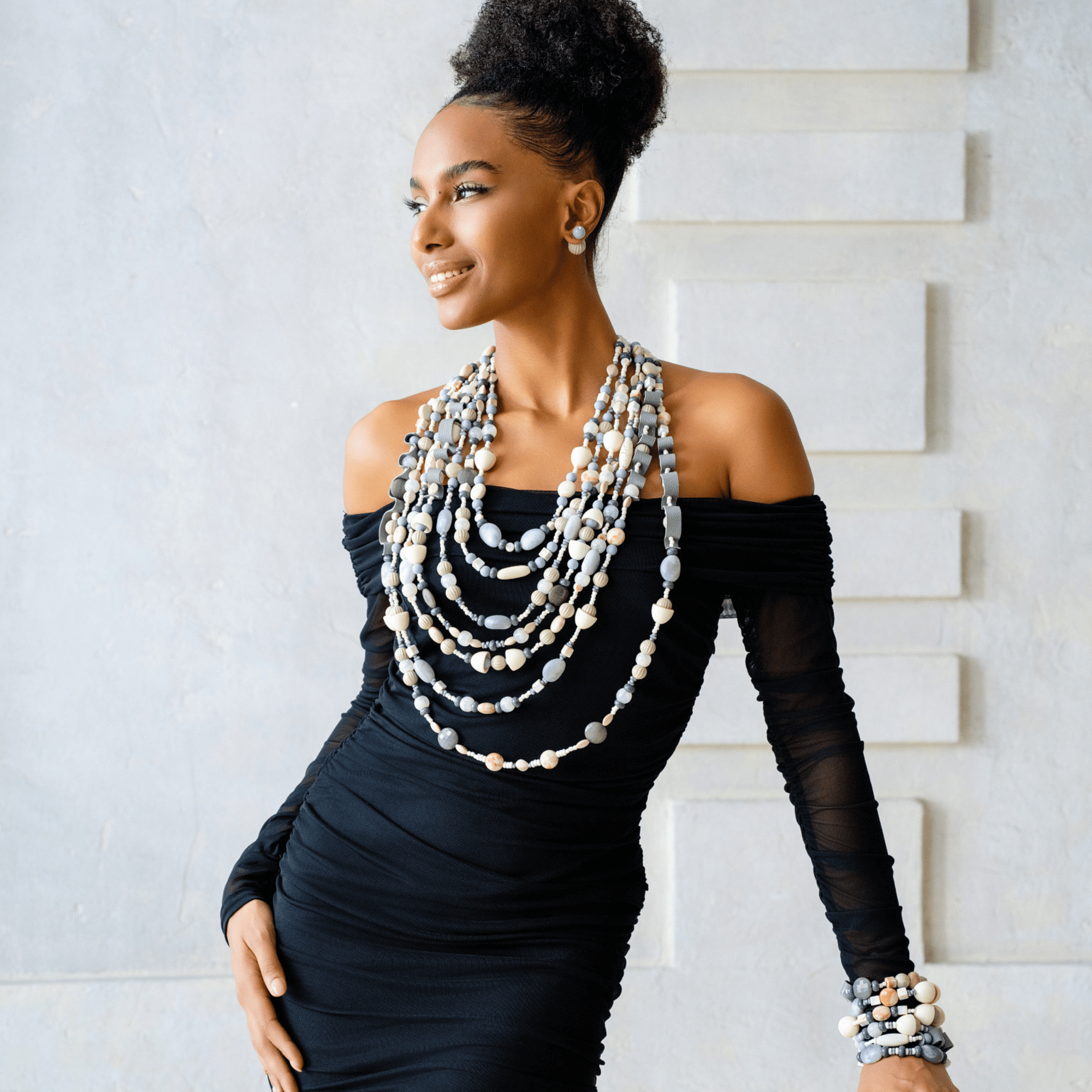 Caliope Double Studs - Modern Greige,Earrings, Sassy Jones,