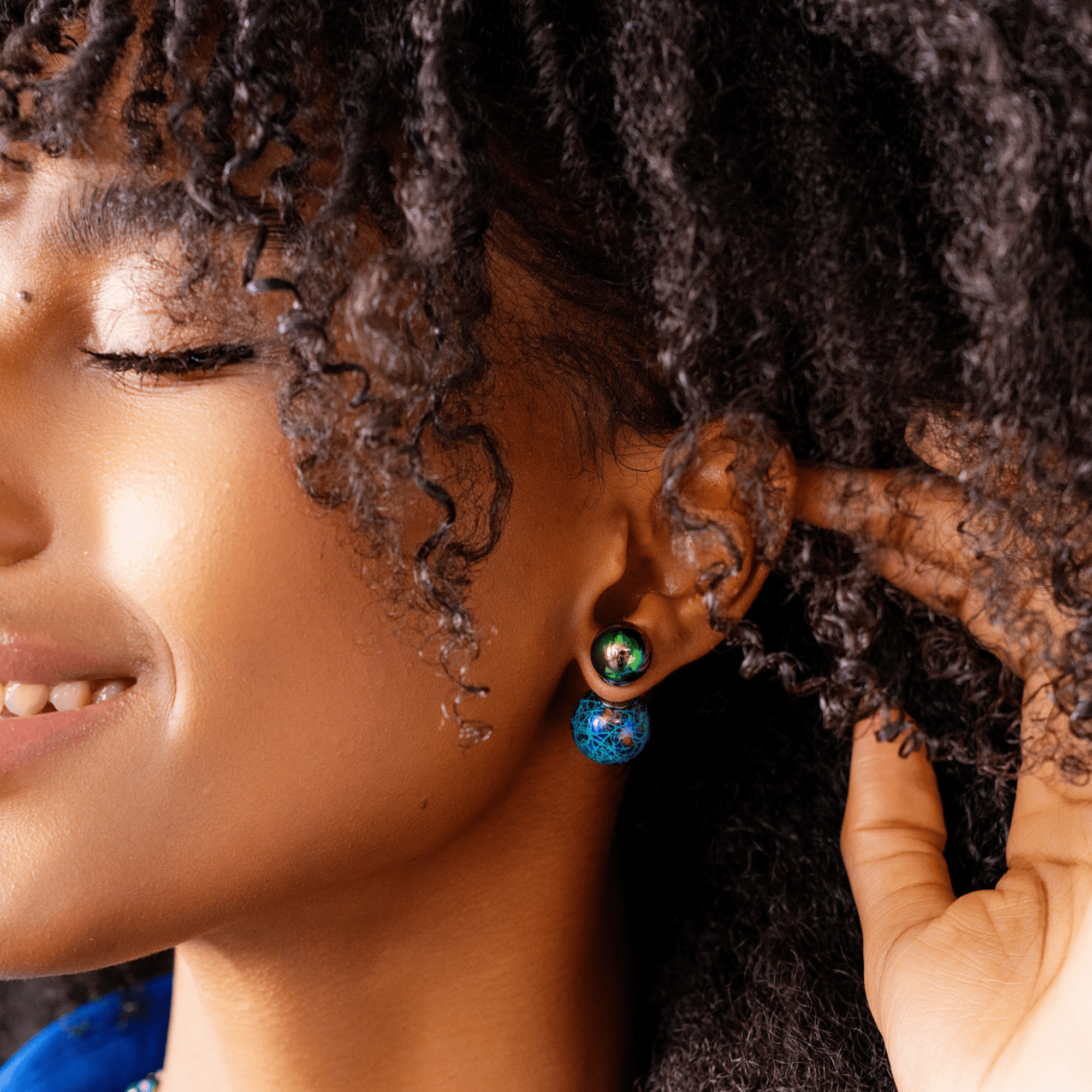 Caliope Double Studs - Rainbow Iridescent,Earrings, Sassy Jones,